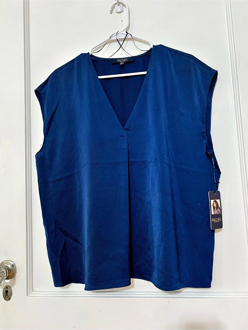 Rachel Roy V-Neck Blouse in Blue XL NWT